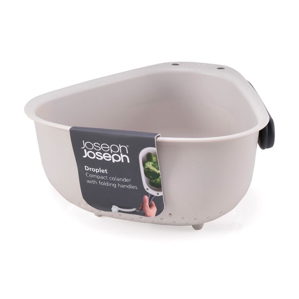 2PK Joseph Joseph Droplet Large Kitchen Colander W/ Folding Handle Cream