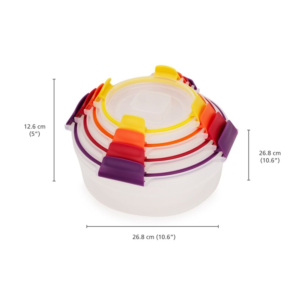 8pc Joseph Joseph Nest Lock Airtight Food Storage Container Set Multicolour