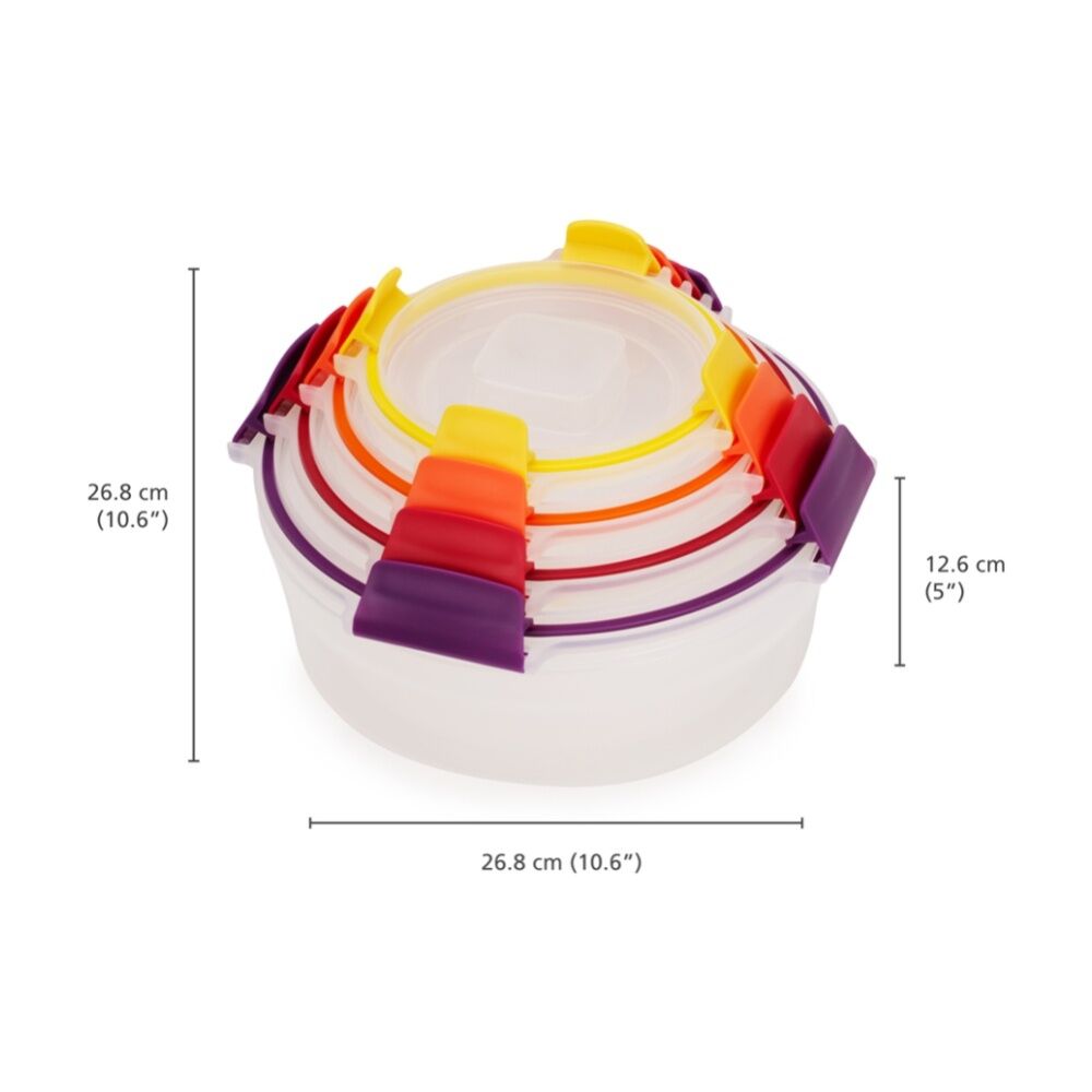2x 4pc Joseph Joseph Nest Lock Round Airtight Food Container Set Multicolour