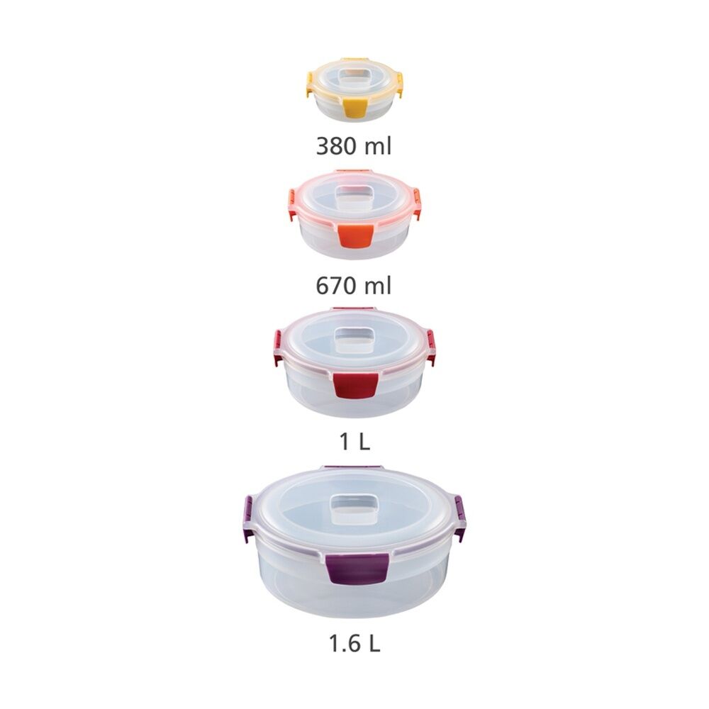 2x 4pc Joseph Joseph Nest Lock Round Airtight Food Container Set Multicolour