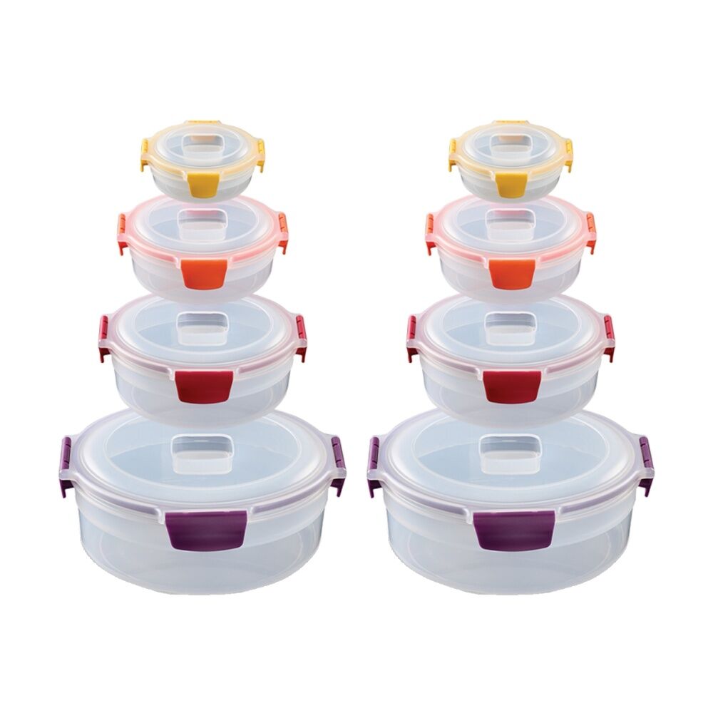 2x 4pc Joseph Joseph Nest Lock Round Airtight Food Container Set Multicolour