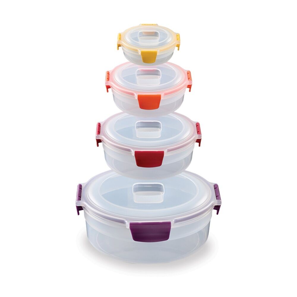 2x 4pc Joseph Joseph Nest Lock Round Airtight Food Container Set Multicolour