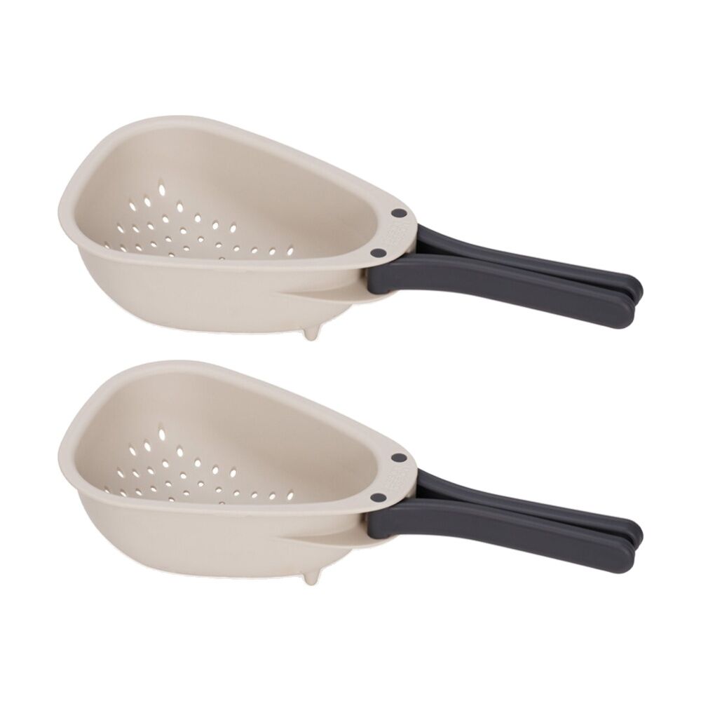 2PK Joseph Joseph Droplet Mini Small Kitchen Colander W/ Folding Handle Cream