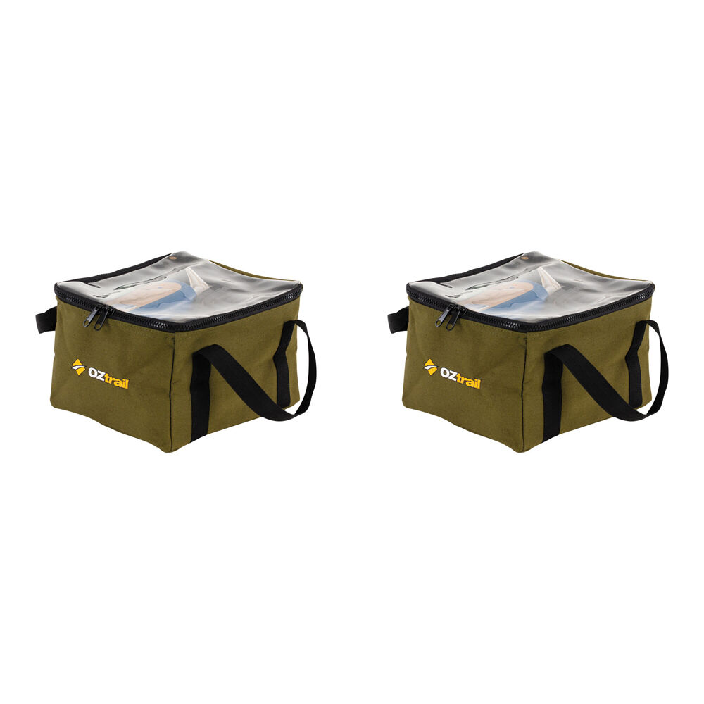2PK OZtrail Clear Top Canvas Storage Bag Medium 20x22cm - Green