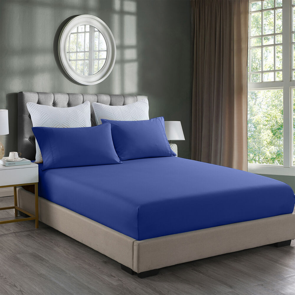 3pc Royal Comfort Combo Sheet Set Bamboo Cooling 2000TC Royal Blue