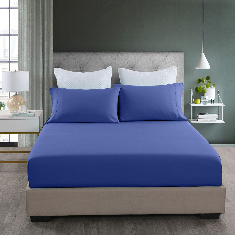 3pc Royal Comfort Combo Sheet Set Bamboo Cooling 2000TC Royal Blue