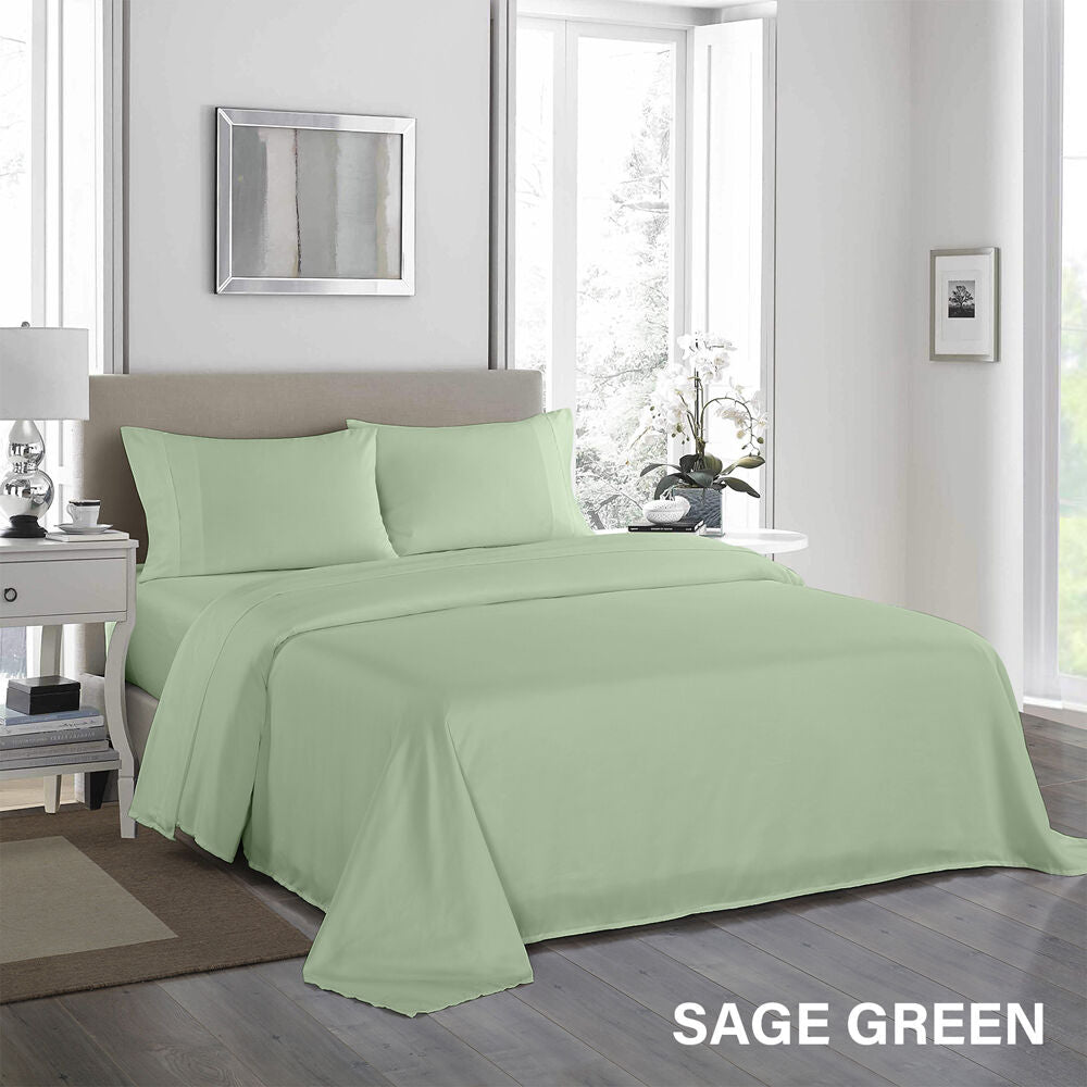 Royal Comfort Ultrasoft Sheet Set/2x Pillowcases 1200TC Sage Green