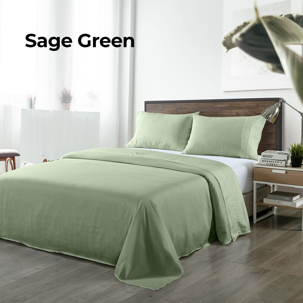 Royal Comfort Sheet Set/2x Pillowcases Blended Bamboo Sage Green