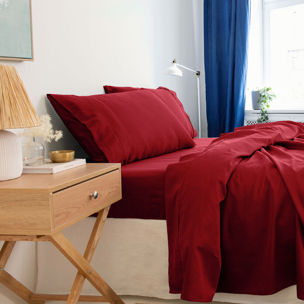 Royal Comfort Balmain Sheet Set 1000TC Bamboo Cotton Bordeaux