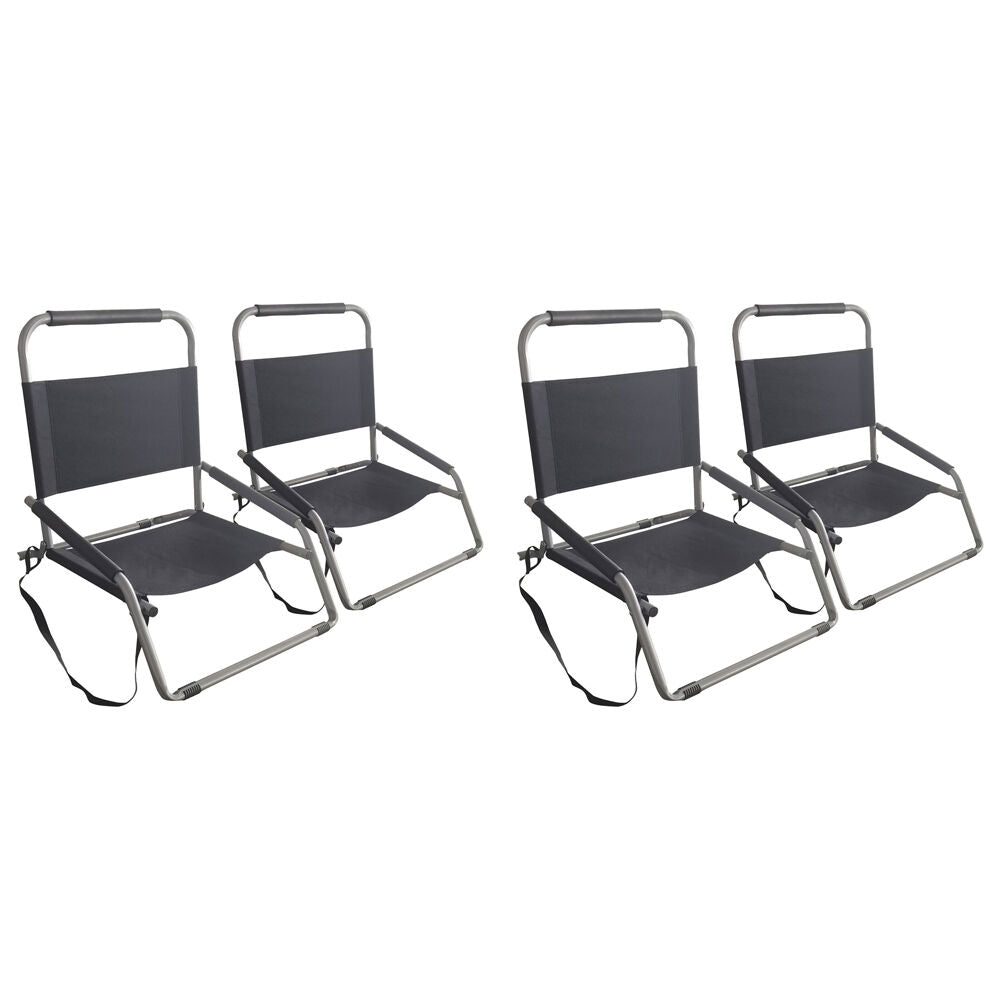 2x 2pc Havana Outdoors Folding Beach Chair 60x65cm - Vintage Black