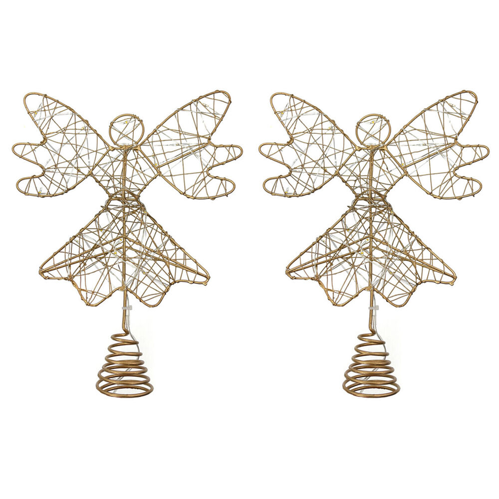 2PK Santa's Helper Christmas Tree Metal Angel Topper Decoration 25cm