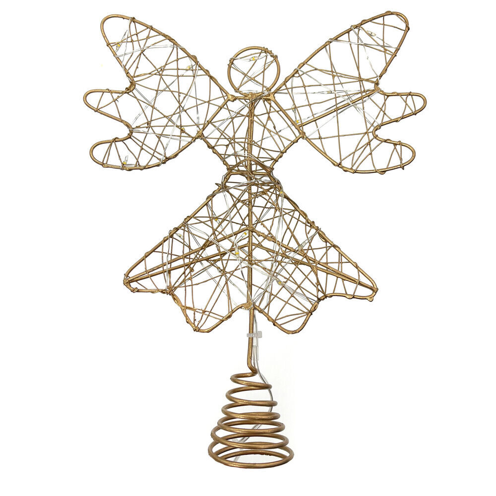 2PK Santa's Helper Christmas Tree Metal Angel Topper Decoration 25cm