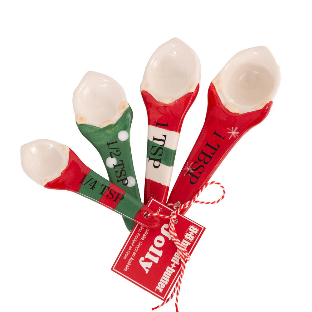 2x 4pc Bread and Butter Gnome Measuring Spoon - Green/Red/White