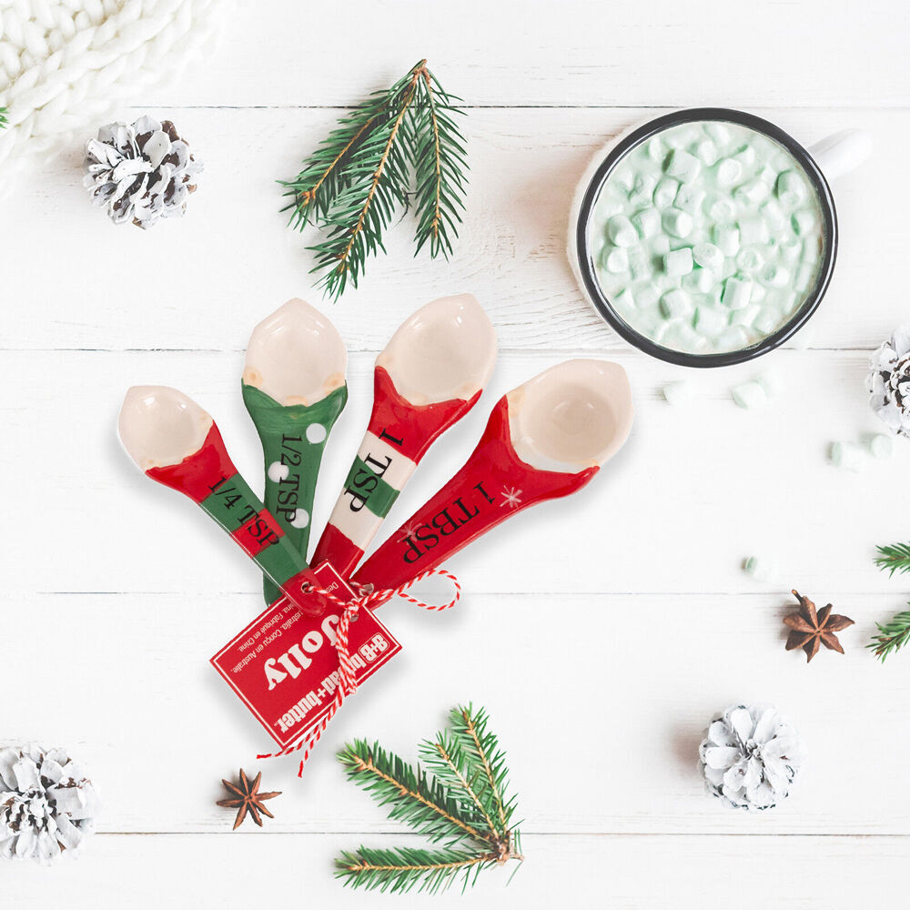 2x 4pc Bread and Butter Gnome Measuring Spoon - Green/Red/White