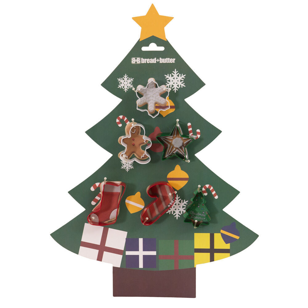 2x 6pc Bread and Butter Cookie Cutter Tree/Sock/Gman/Flake/Star/Candy