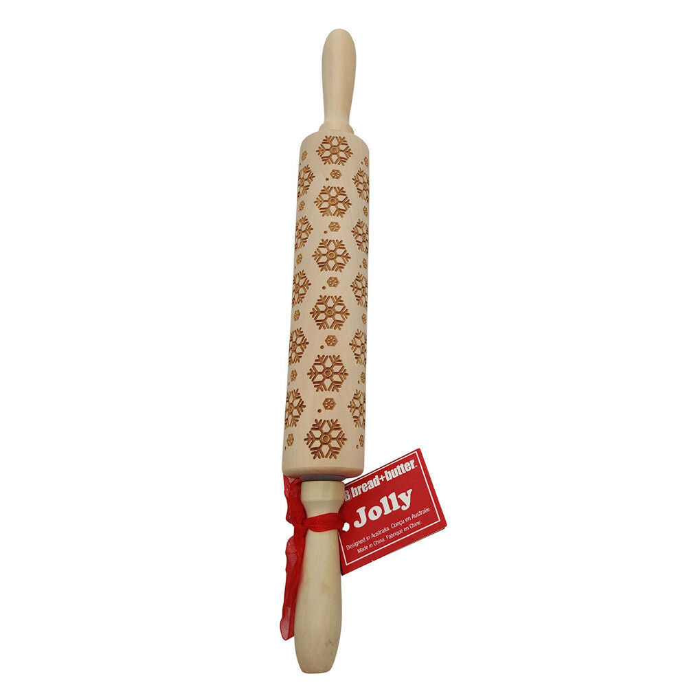 2PK Bread and Butter Laser Etch Wooden Rolling Pin - Snowflake