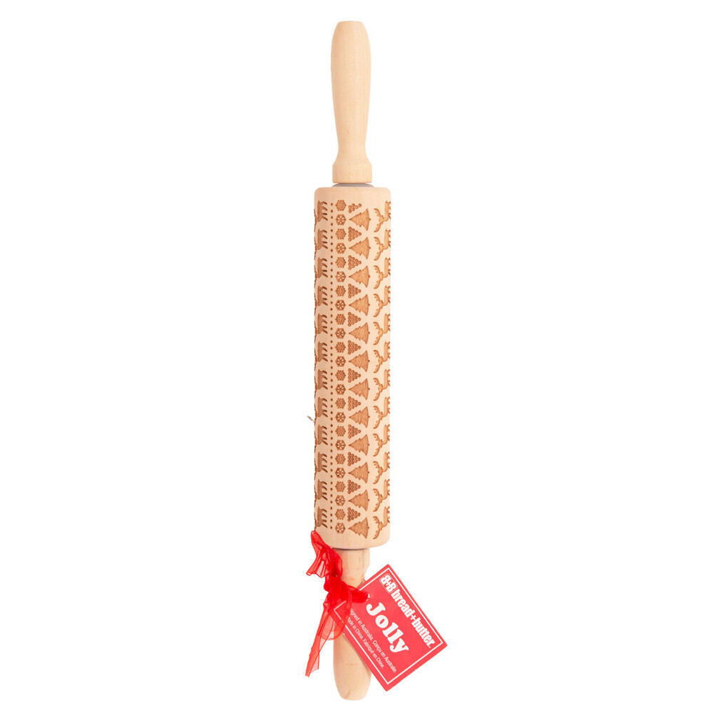 2PK Bread and Butter Laser Etch Wooden Rolling Pin - Fairisle