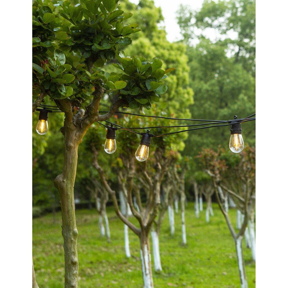 LumiFX 10 Bulb Solar Powered Outdoor Festoon Lights 10m Warm White