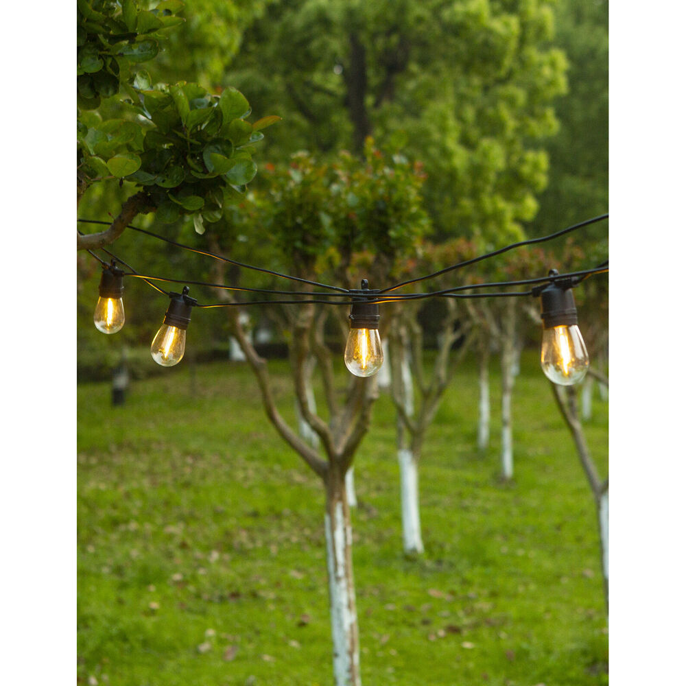 LumiFX 10 Bulb Solar Powered Outdoor Festoon Lights 10m Warm White