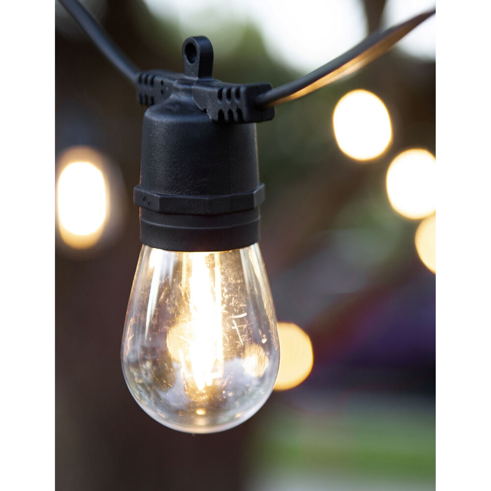 LumiFX 10 Bulb Solar Powered Outdoor Festoon Lights 10m Warm White