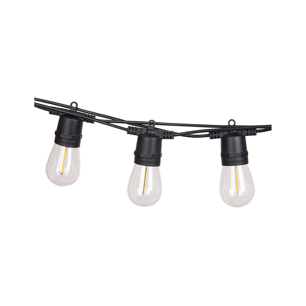 LumiFX 10 Bulb Solar Powered Outdoor Festoon Lights 10m Warm White