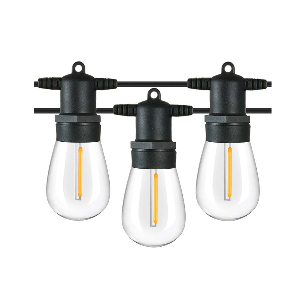 LumiFX 10 Bulb Solar Powered Outdoor Festoon Lights 10m Warm White