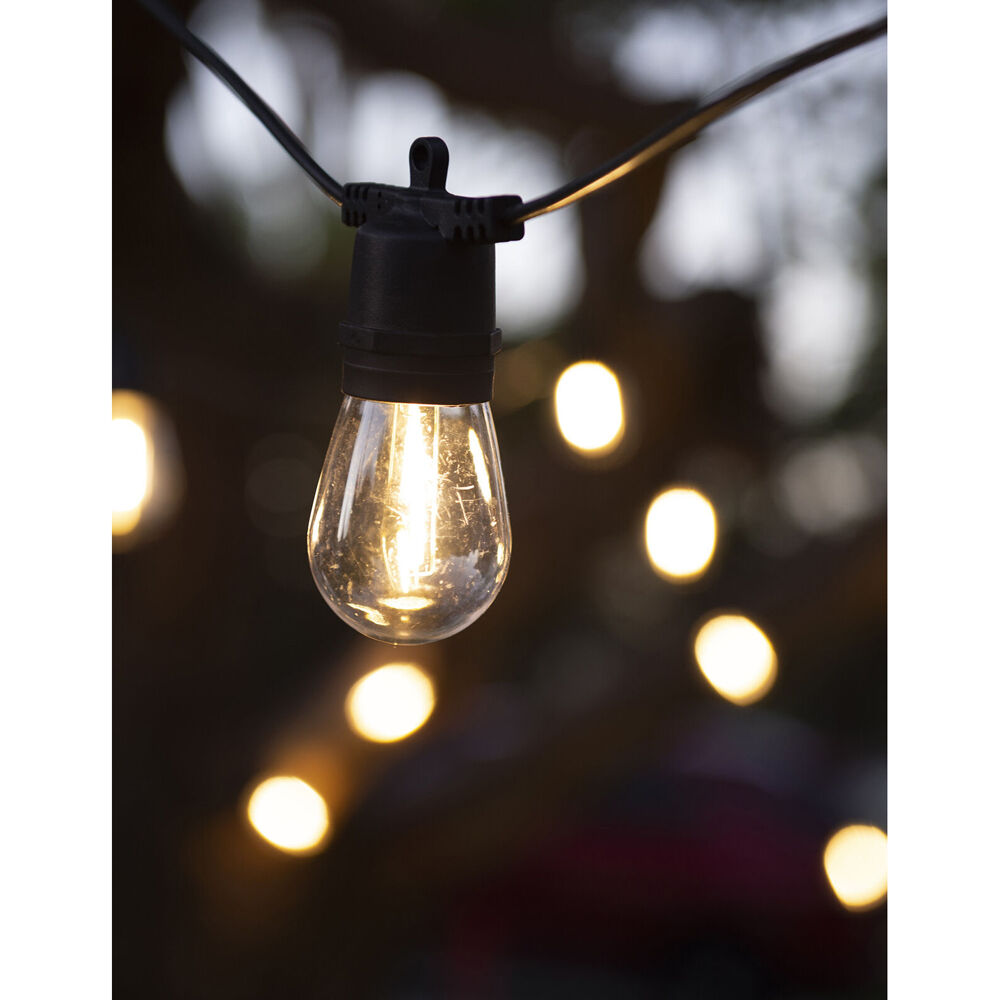 LumiFX 10 Bulb Solar Powered Outdoor Festoon Lights 10m Warm White
