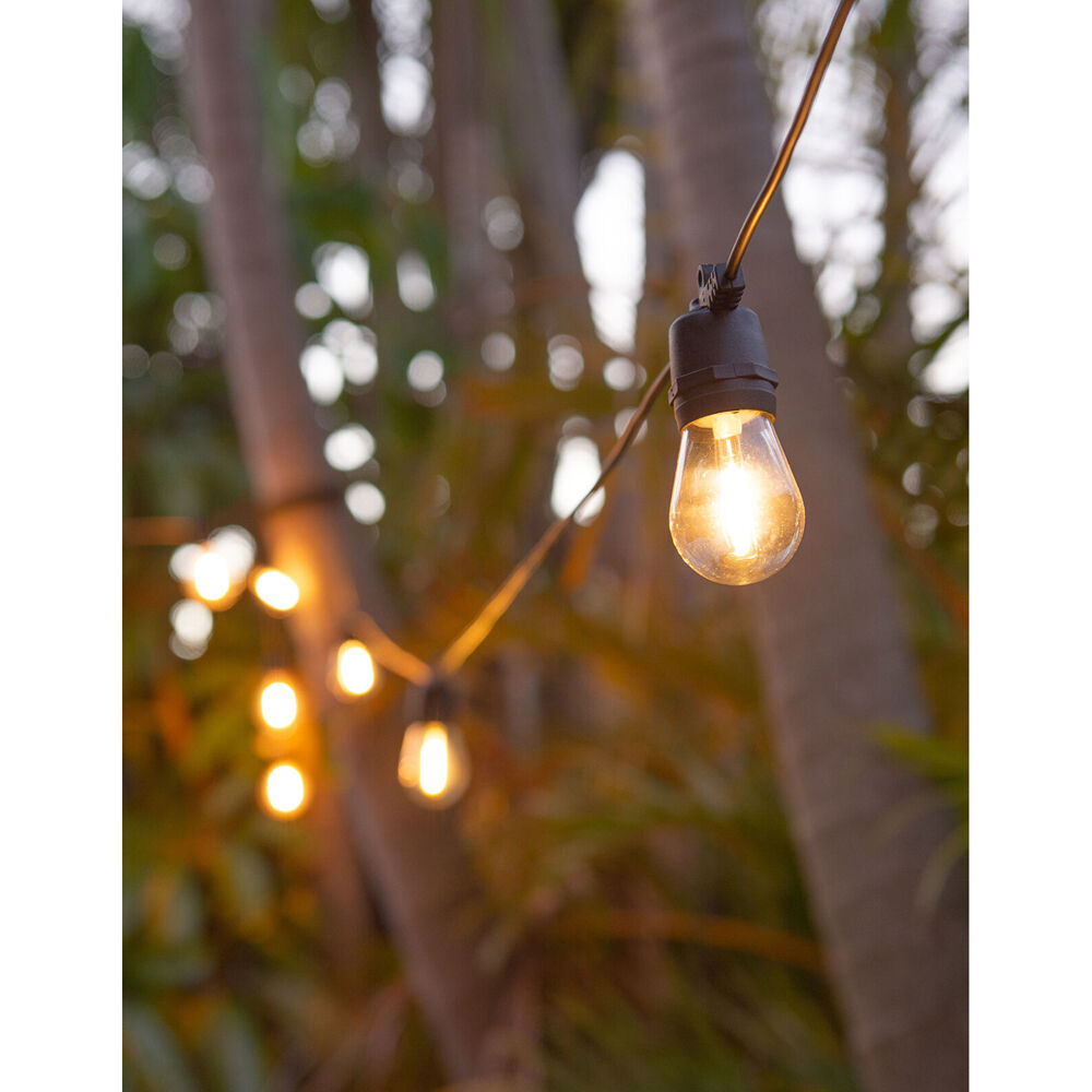 LumiFX 10 Bulb Solar Powered Outdoor Festoon Lights 10m Warm White