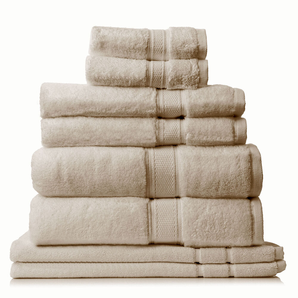 2x 8pc Royal Comfort Zero Twist Soft Absorbent Cotton Towel Set - Beige