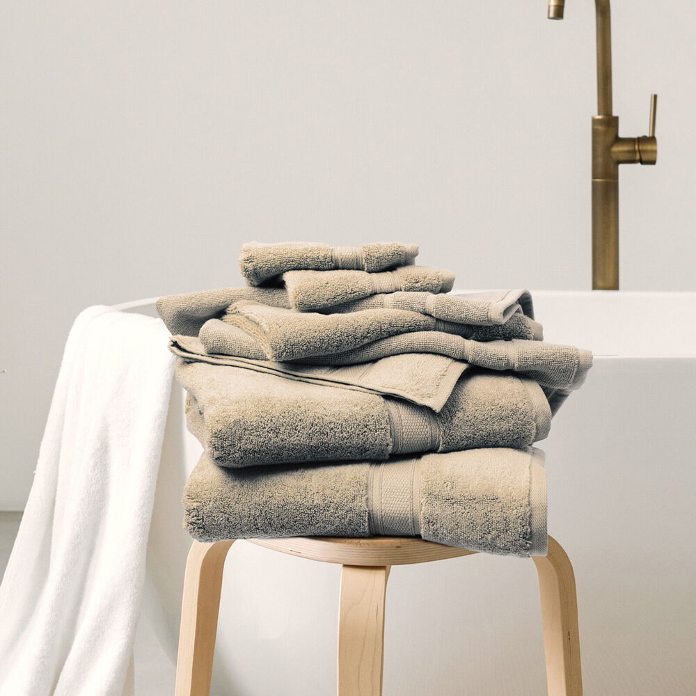 2x 8pc Royal Comfort Zero Twist Soft Absorbent Cotton Towel Set - Beige