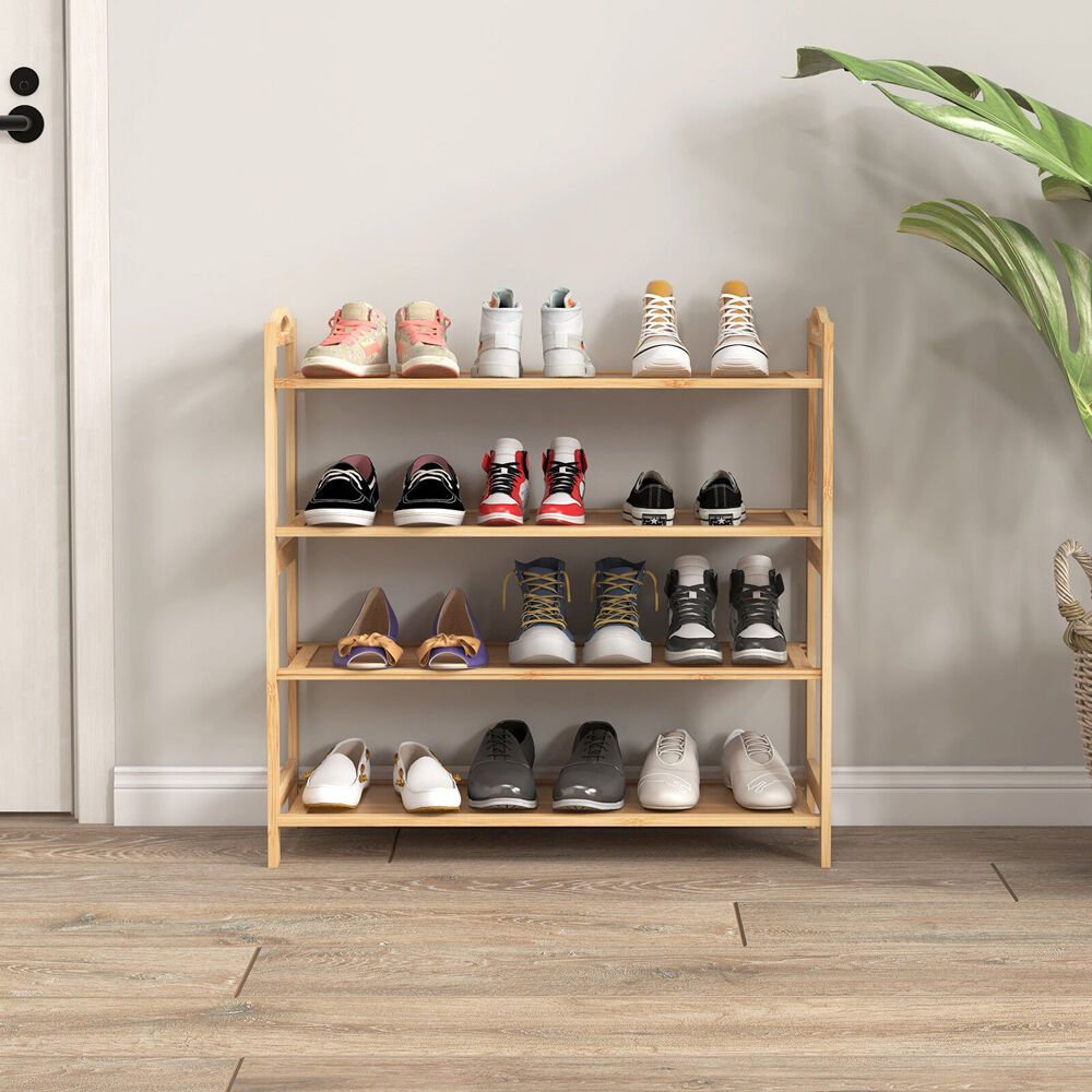 2PK Casa Decor 4 Tier Bamboo Compact Shoe Storage Stool 69x69cm - Oak
