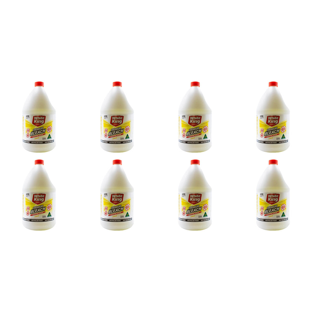8PK White King Premium Multi Purpose Liquid Bleach Cleaner 2.5L - Lemon