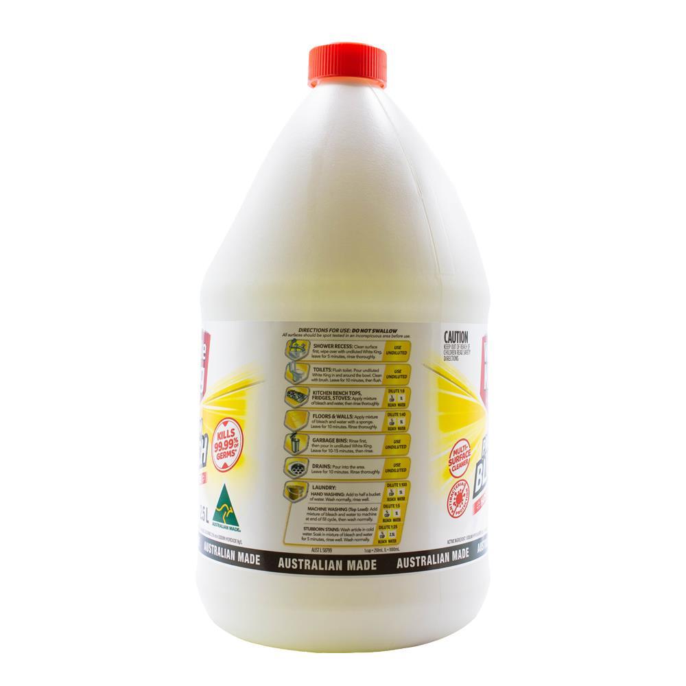 8PK White King Premium Multi Purpose Liquid Bleach Cleaner 2.5L - Lemon