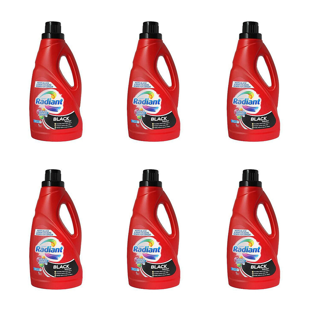 6PK Radiant Black Wash Laundry Liquid for Top & Front Loaders 1L