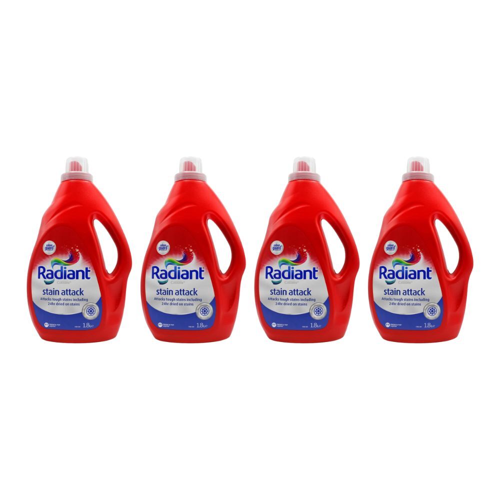 4PK Radiant Front & Top Loader Stain Attack Laundry Liquid Detergent 1.8L