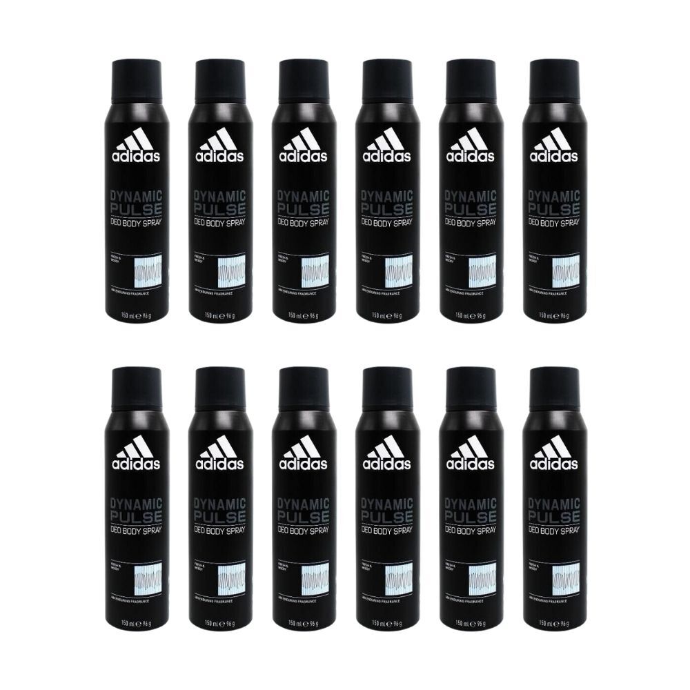 12PK Adidas Men Dynamic Pulse Deodorant Body Spray Fresh & Moody 150ml Fragrance