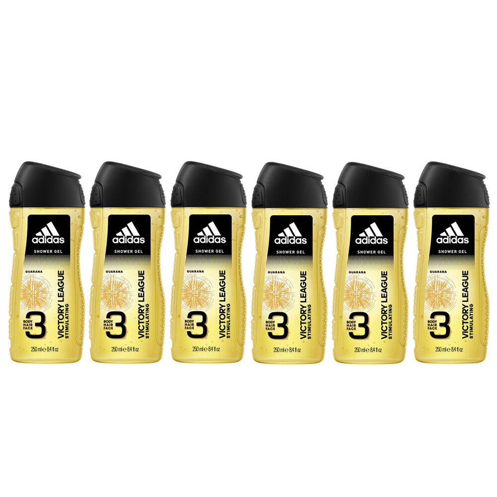 6PK Adidas Victory League Shower Gel Body Wash 250ml Bath Care