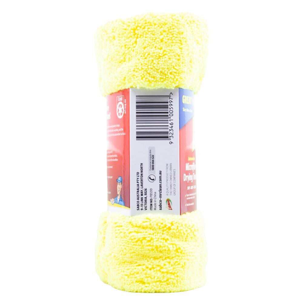 12PK Mr Clean Automotive Dry Buff Shine Microfibre Drying Towel 60x60cm Yellow