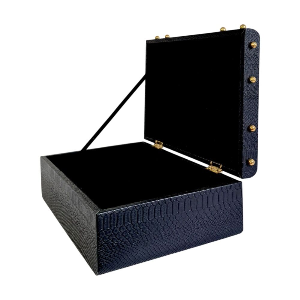 SS Collective Large Black & Gold Studded Decorative Home Decor Box 34x22x11cm
