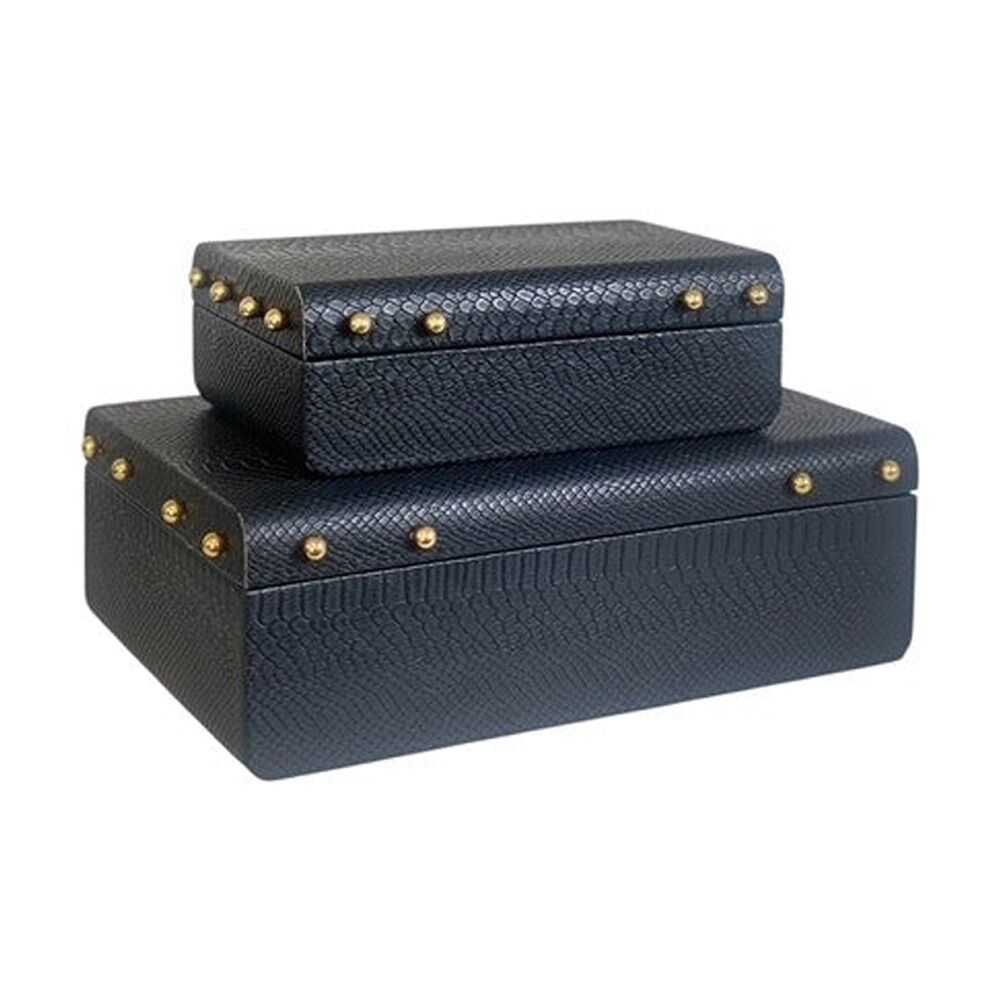 SS Collective Large Black & Gold Studded Decorative Home Decor Box 34x22x11cm