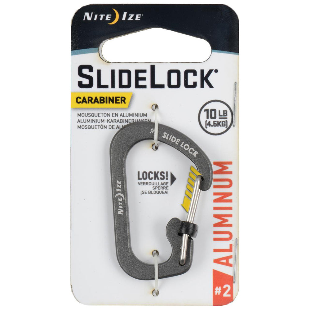 2PK Nite Ize Slidelock 4.4cm Aluminium #2 Carabiner - Charcoal