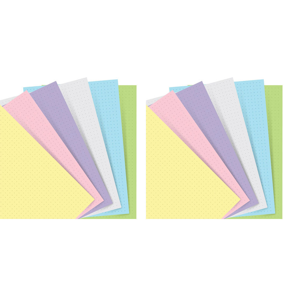 2x 60pc Filofax Pastel Dotted Notepaper Personal Organiser Refill