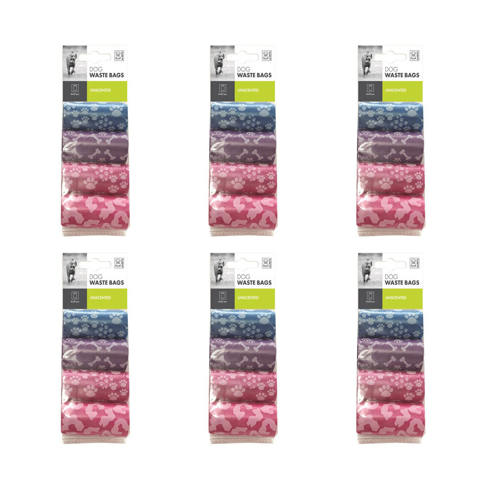 6x 4x 20pc M-Pets Dog/Puppy Pet Unscented Waste Poop Bags Poo Cleaning Storage