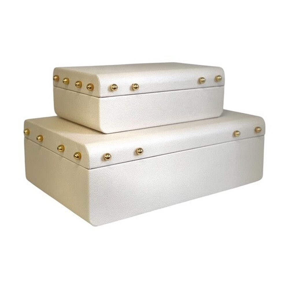 SS Collective Cream With Gold Studs Decorative Rectangle Box Small 24x15cm
