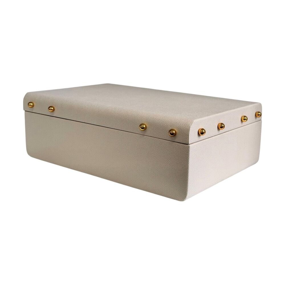 2PK SS Collective Cream With Gold Studs Decorative Rectangle Box Large 34x22cm