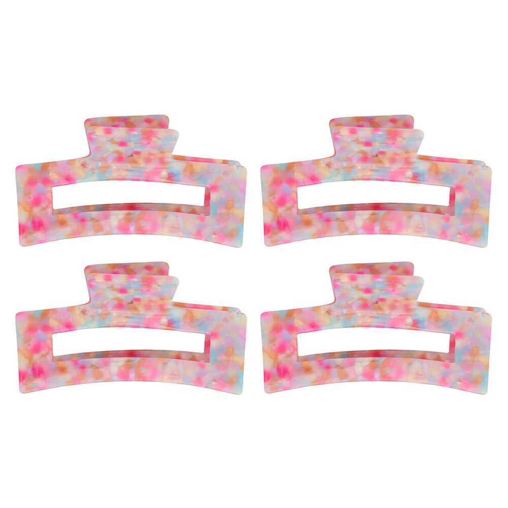 4PK Annabel Trends Women's Tamed Hair Claw Clip 8.5 cm Unicorn Confetti