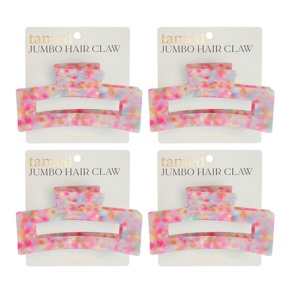 4PK Annabel Trends Tamed Hair Claw Jumbo Womens Accessory 12cm Unicorn Confetti