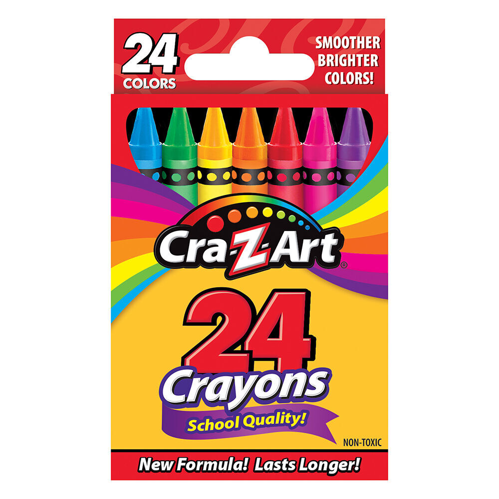 12x 24pc Cra-Z-Art Stationery School Quality Kids Drawing Crayons 3y+ Multi Colour