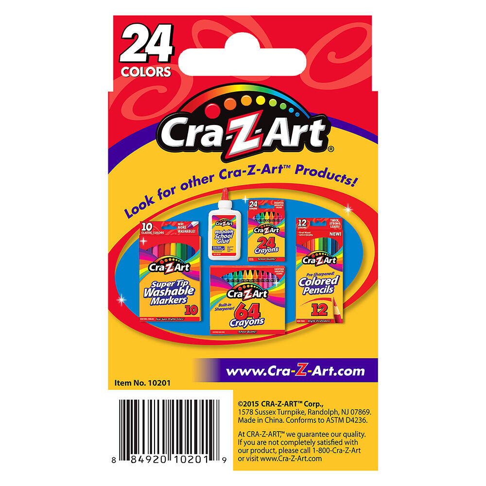 12x 24pc Cra-Z-Art Stationery School Quality Kids Drawing Crayons 3y+ Multi Colour
