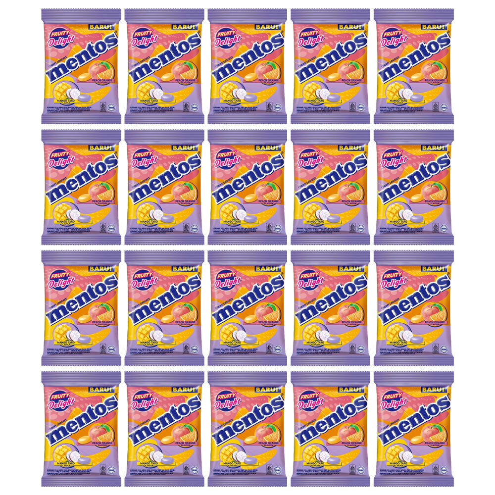 20PK Mentos Assorted Fruity Delight Chewy Dragees Candy 121g Bag